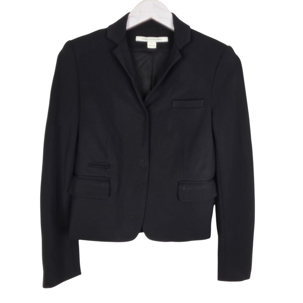 DIANE VON FURSTENBERG Blazer Womens 2 Black Karl Wool Blend Lined Jacket